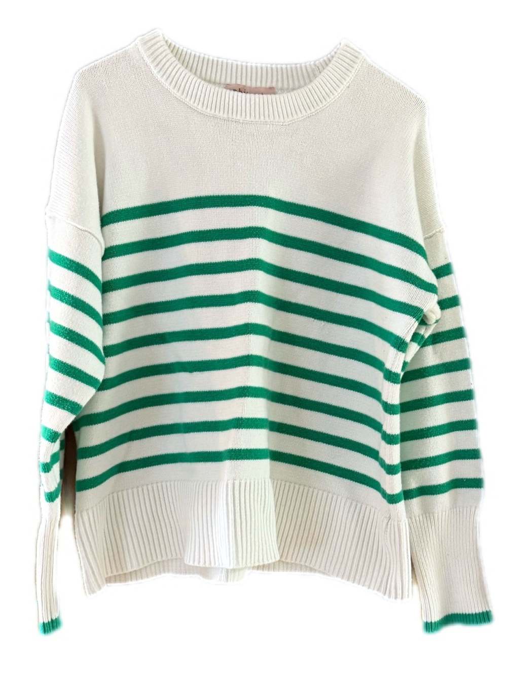 Philosophy Striped Green and ivory Women's Sweater large *READ - Picture 4 of 11